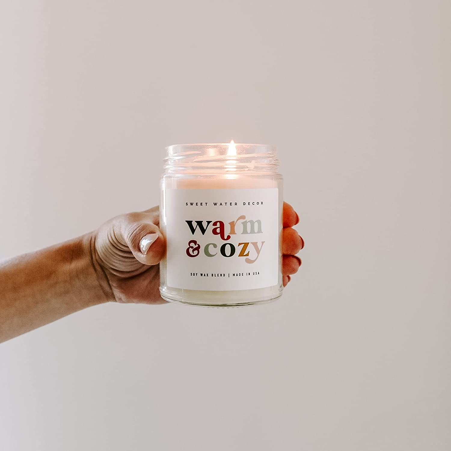 Sweet Water Decor Warm and Cozy Candle | Pine, Orange, Cinnamon, and Fir  Winter Scented Soy Candles for Home | 9oz Clear Jar, 40 Hour Burn Time,  Made